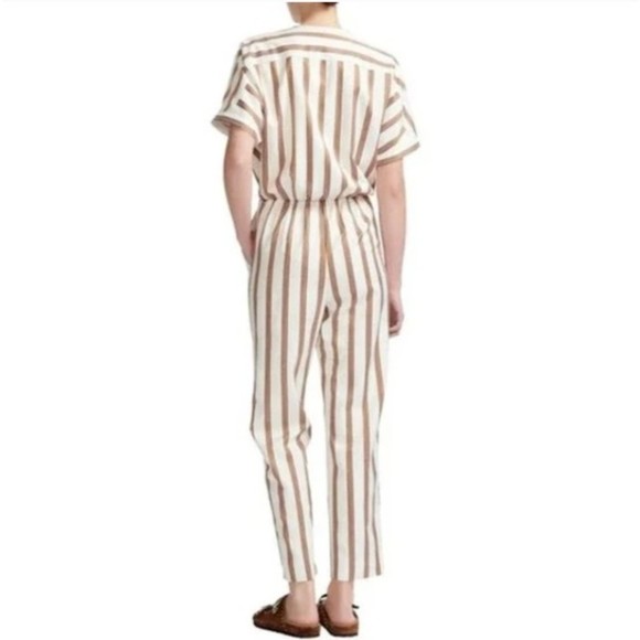 Maje Pieni Rayure Stripe Jumpsuit Surplice V-Neck Straight Leg Womens 34 / XS - Picture 2 of 15